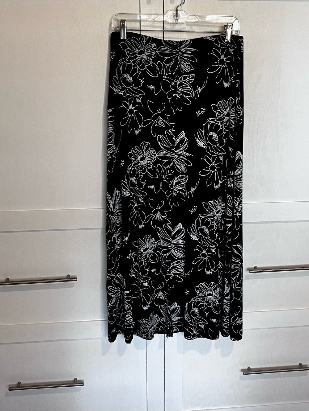 Skirtology Black & White Classic Floral Maxi Skirt, L